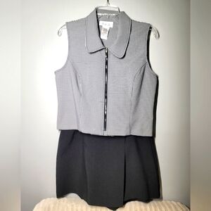 Lisa Jo Womens 2 Piece Outfit Top With Skort Size 13/14 Black And White